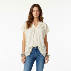 PEPIN Cream Embroidered Blouse XS